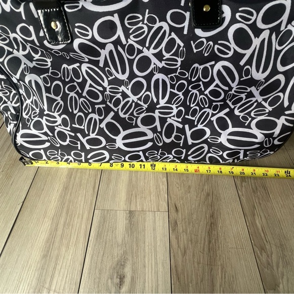 Bebe Carry On Bag Black White Logo Roller Giselle Duffle Luggage - Picture 12 of 15